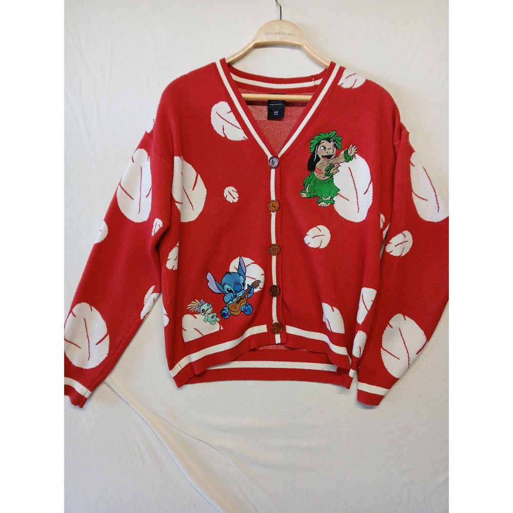 Disney embroidered lilo and stich cardigan sweater medium